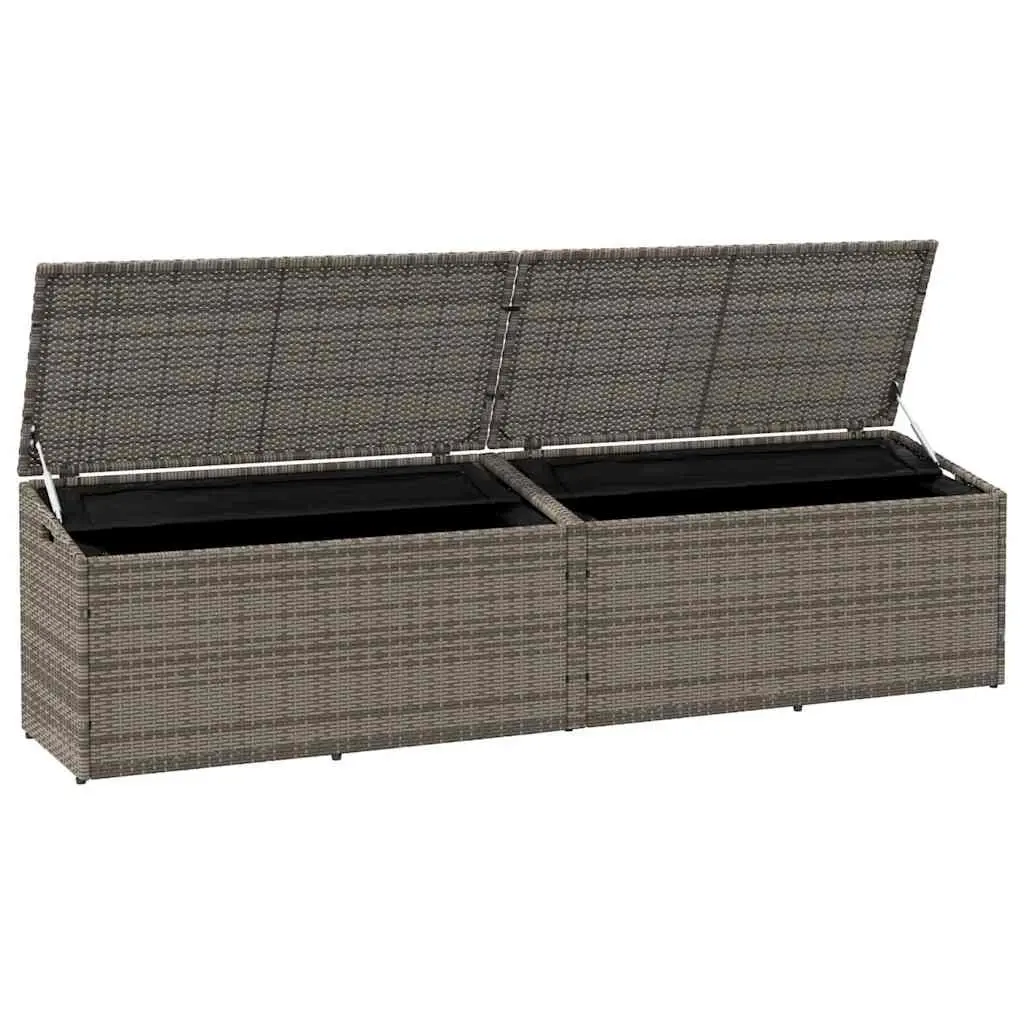 Garden Storage Box Poly Rattan Grey 220 x 50 x 58 cm Outdoor Furniture