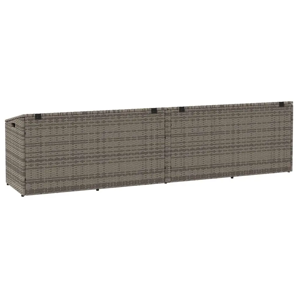 Garden Storage Box Poly Rattan Grey 220 x 50 x 58 cm Outdoor Furniture