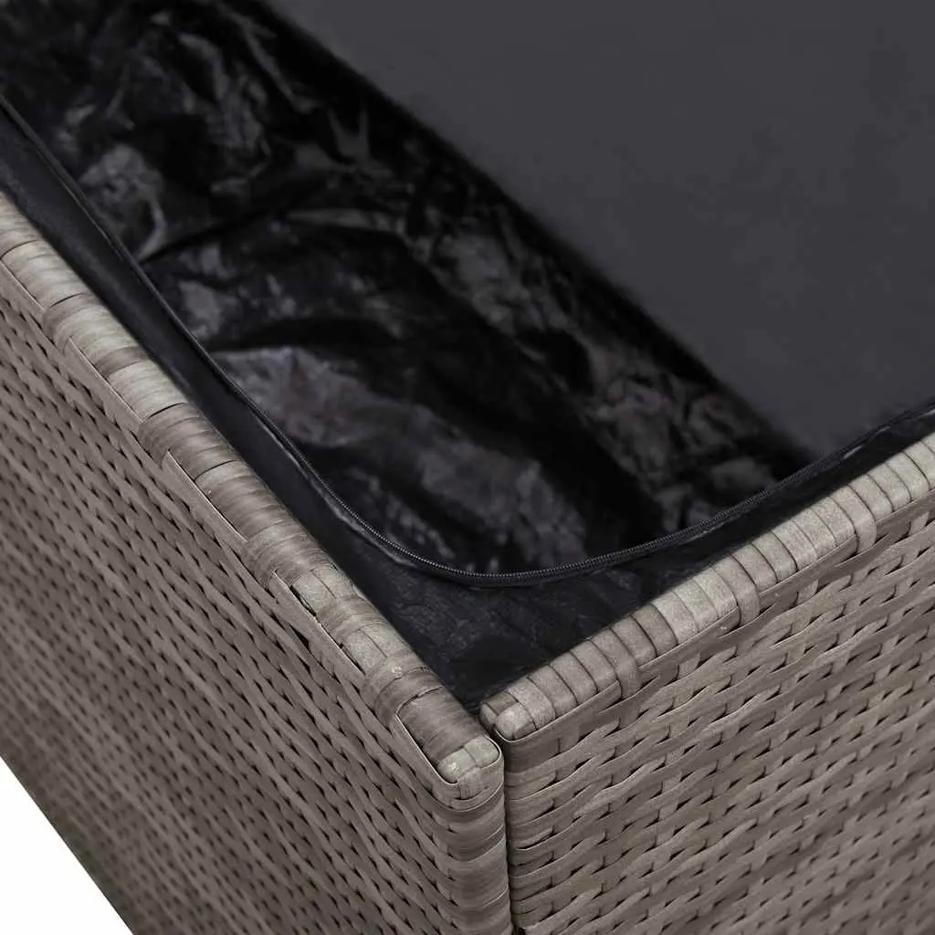 Garden Storage Box Poly Rattan Grey 220 x 50 x 58 cm Outdoor Furniture