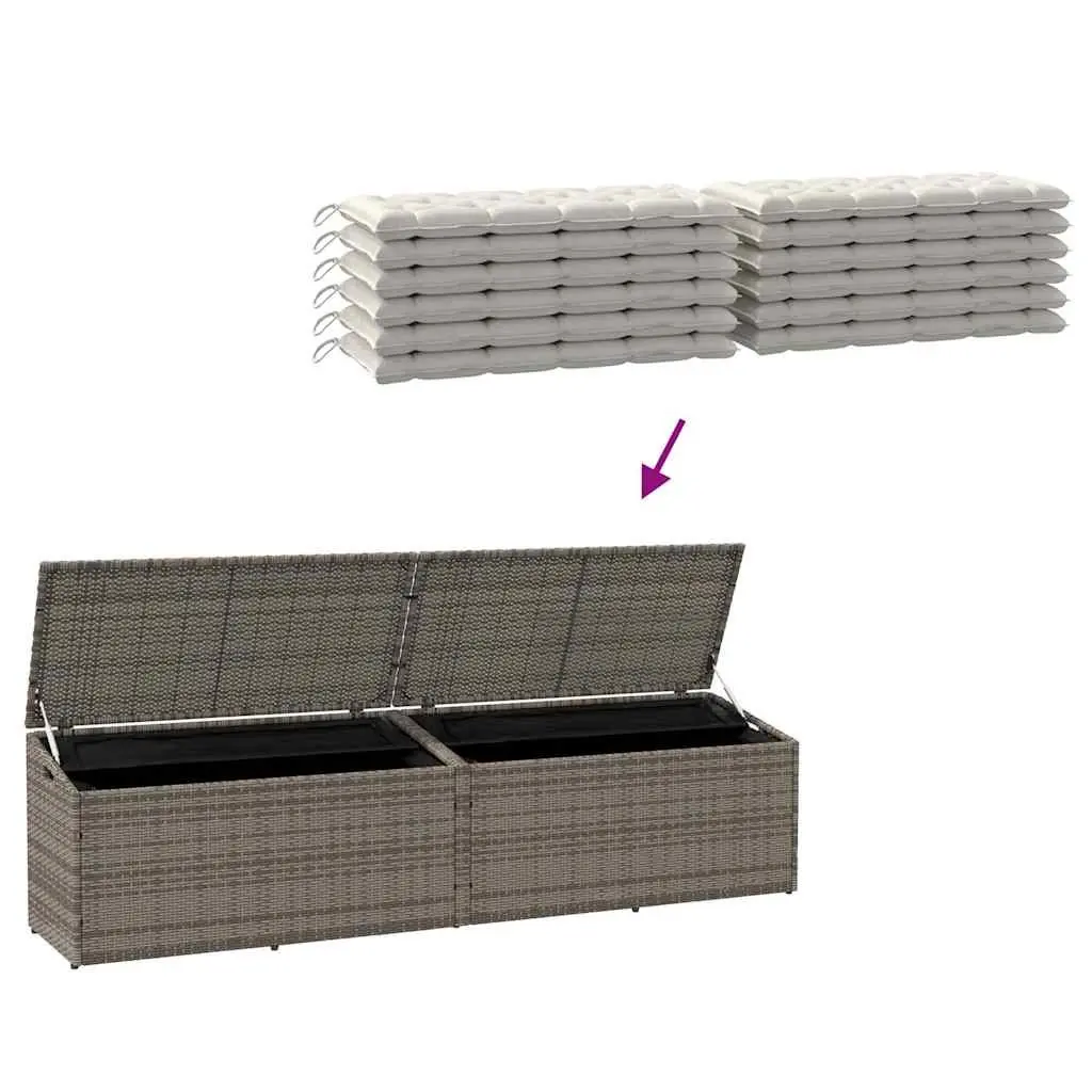 Garden Storage Box Poly Rattan Grey 220 x 50 x 58 cm Outdoor Furniture