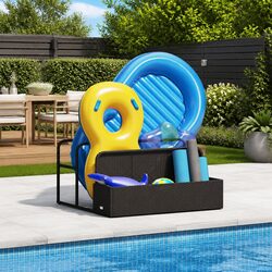Poolside Float Storage Basket Outdoor Garden Patio Organiser Black 110x100x57cm