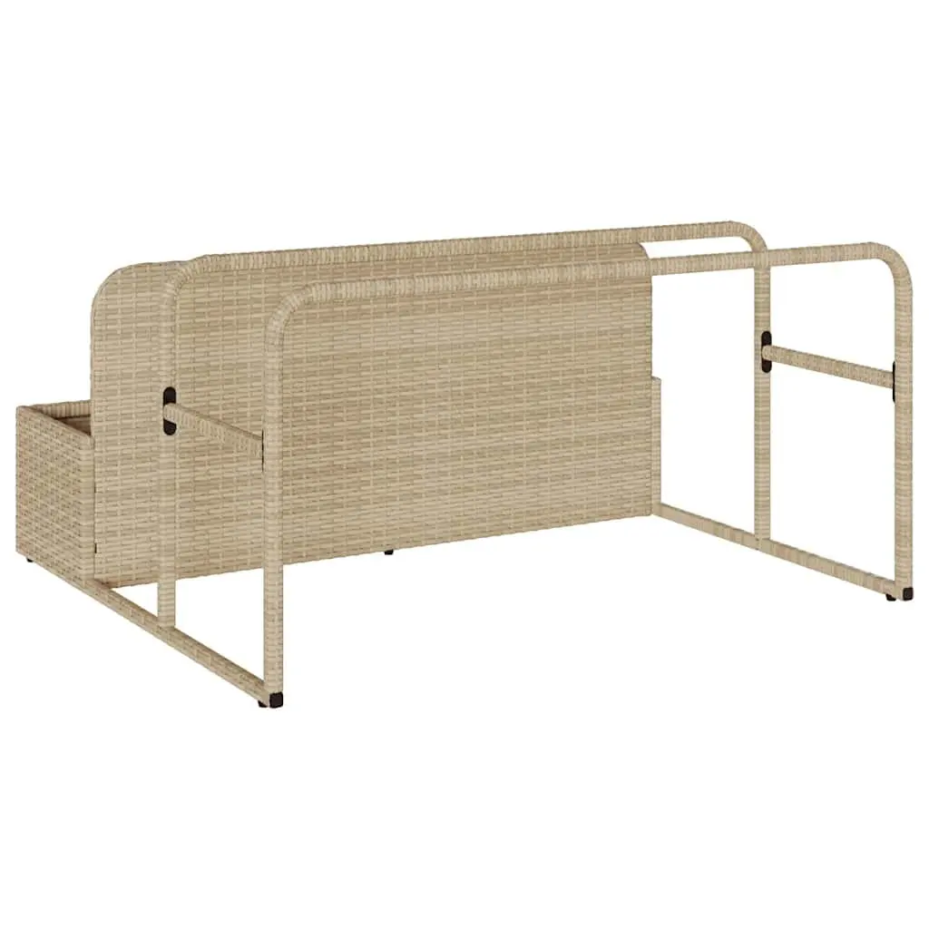 Poolside Float Storage Basket PE Rattan Beige Large Outdoor Garden Patio Organiser