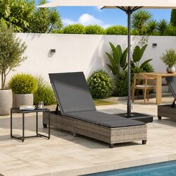 Grey Adjustable Recliner Sun Lounger for Outdoor Spaces