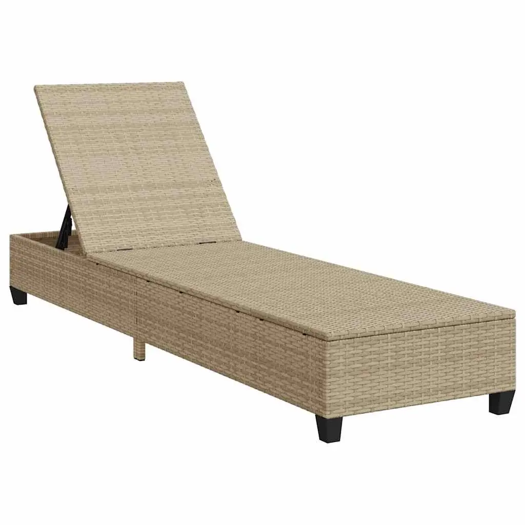 Beige Adjustable Sun Lounger with Cushions for Outdoor Relaxation