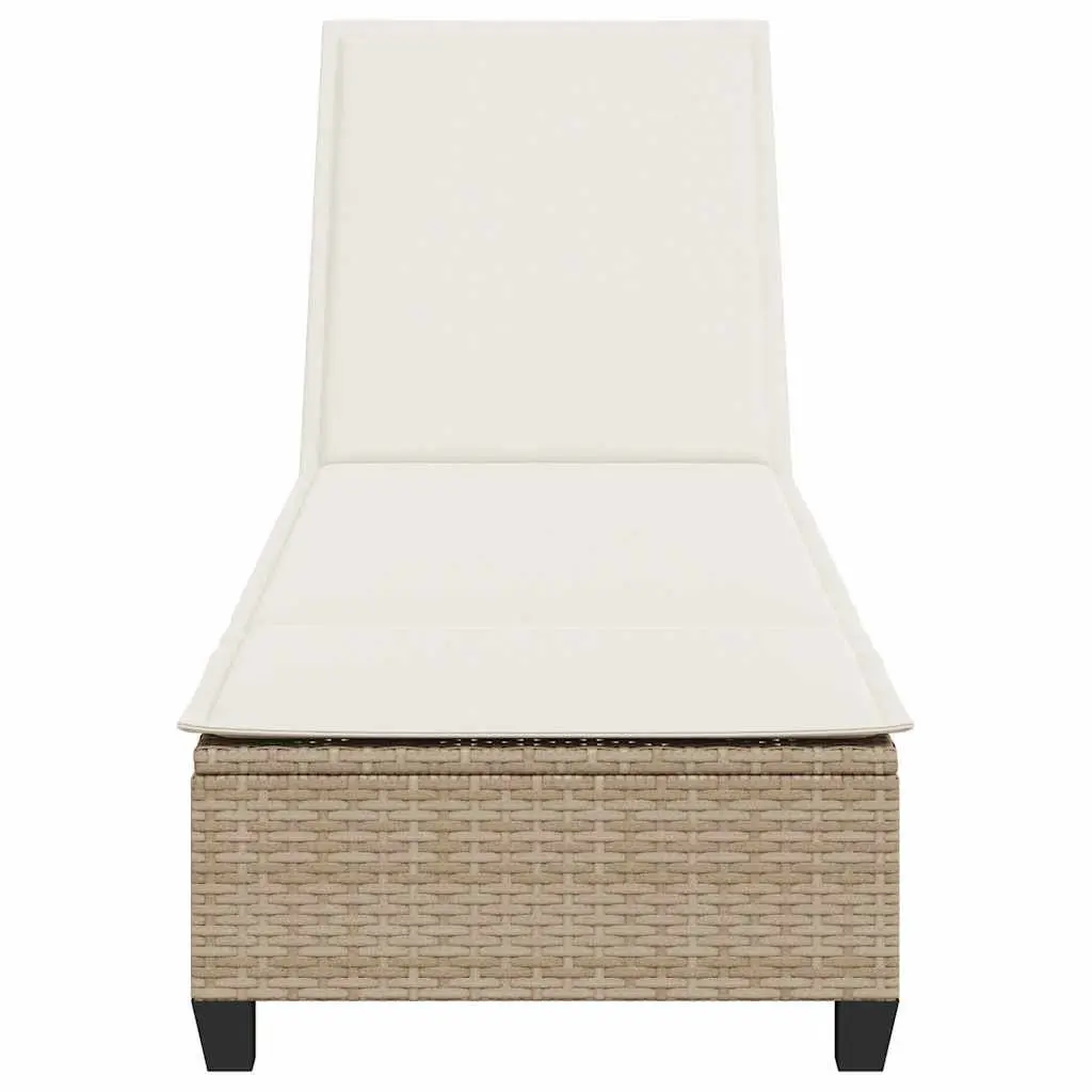Beige Adjustable Sun Lounger with Cushions for Outdoor Relaxation