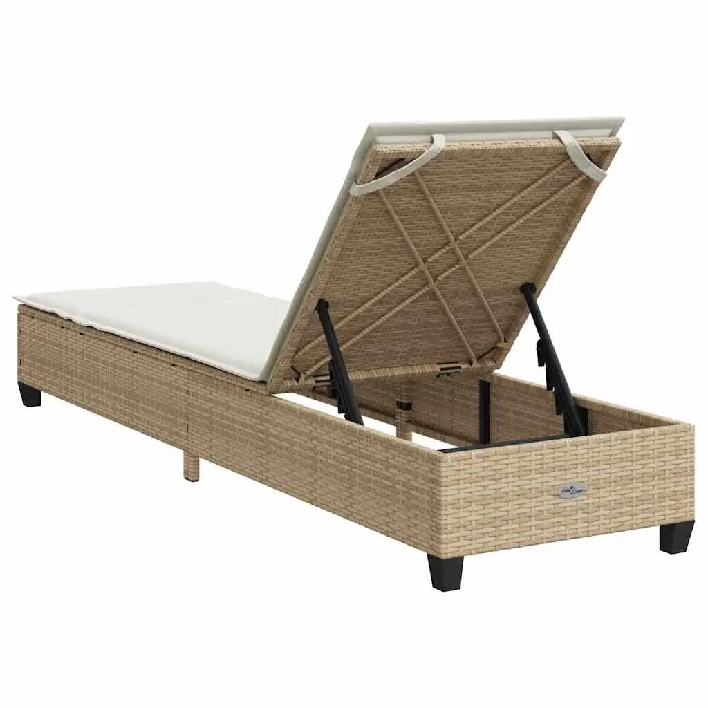 Beige Adjustable Sun Lounger with Cushions for Outdoor Relaxation