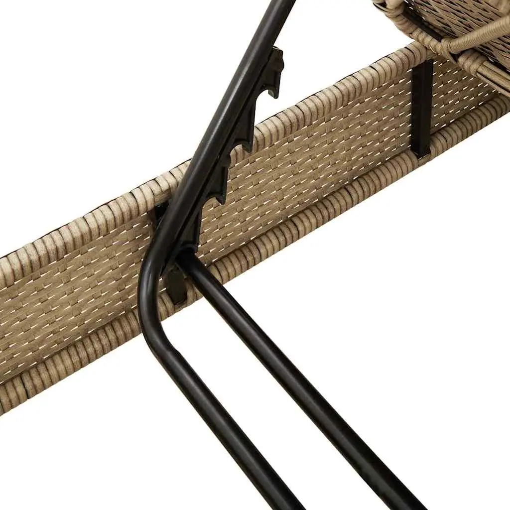 Beige Adjustable Sun Lounger with Cushions for Outdoor Relaxation