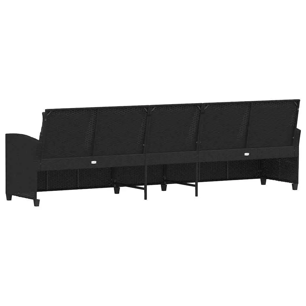 Garden Sofa Poly Rattan 5-Seater Outdoor Lounge Set with Cushions Black