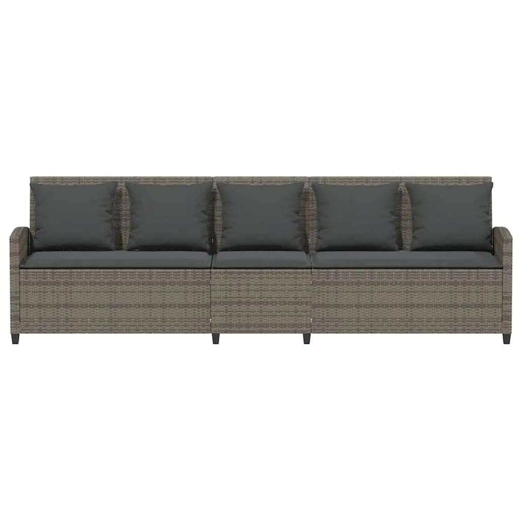 Garden Sofa PE Rattan 5-Seater Grey Outdoor Furniture