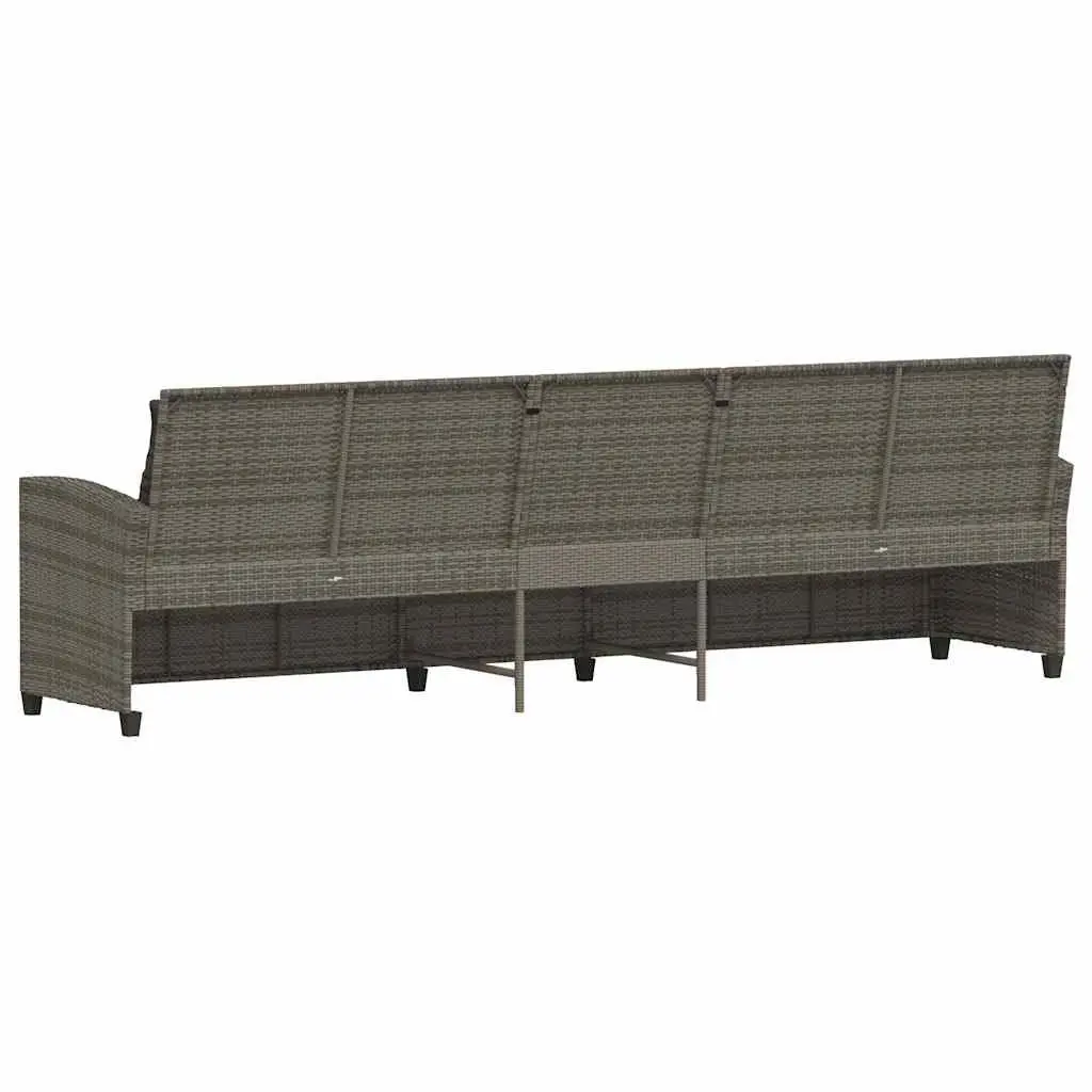 Garden Sofa PE Rattan 5-Seater Grey Outdoor Furniture