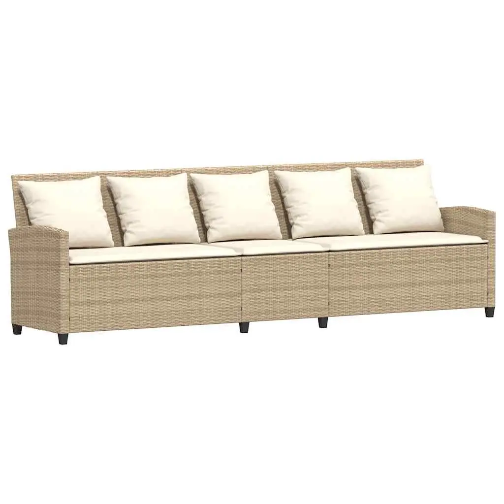 Garden Sofa Poly Rattan 5-Seater Beige Outdoor Patio Lounge Set