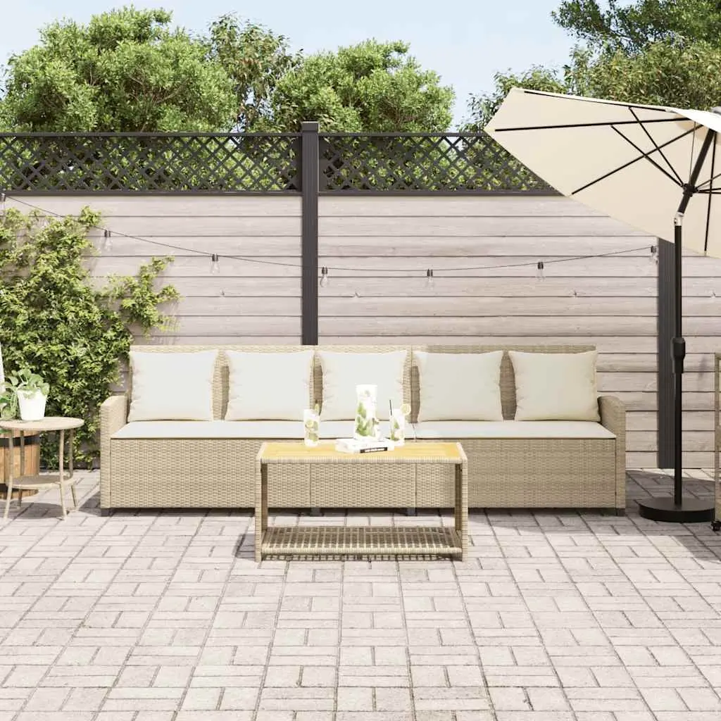 Garden Sofa Poly Rattan 5-Seater Beige Outdoor Patio Lounge Set