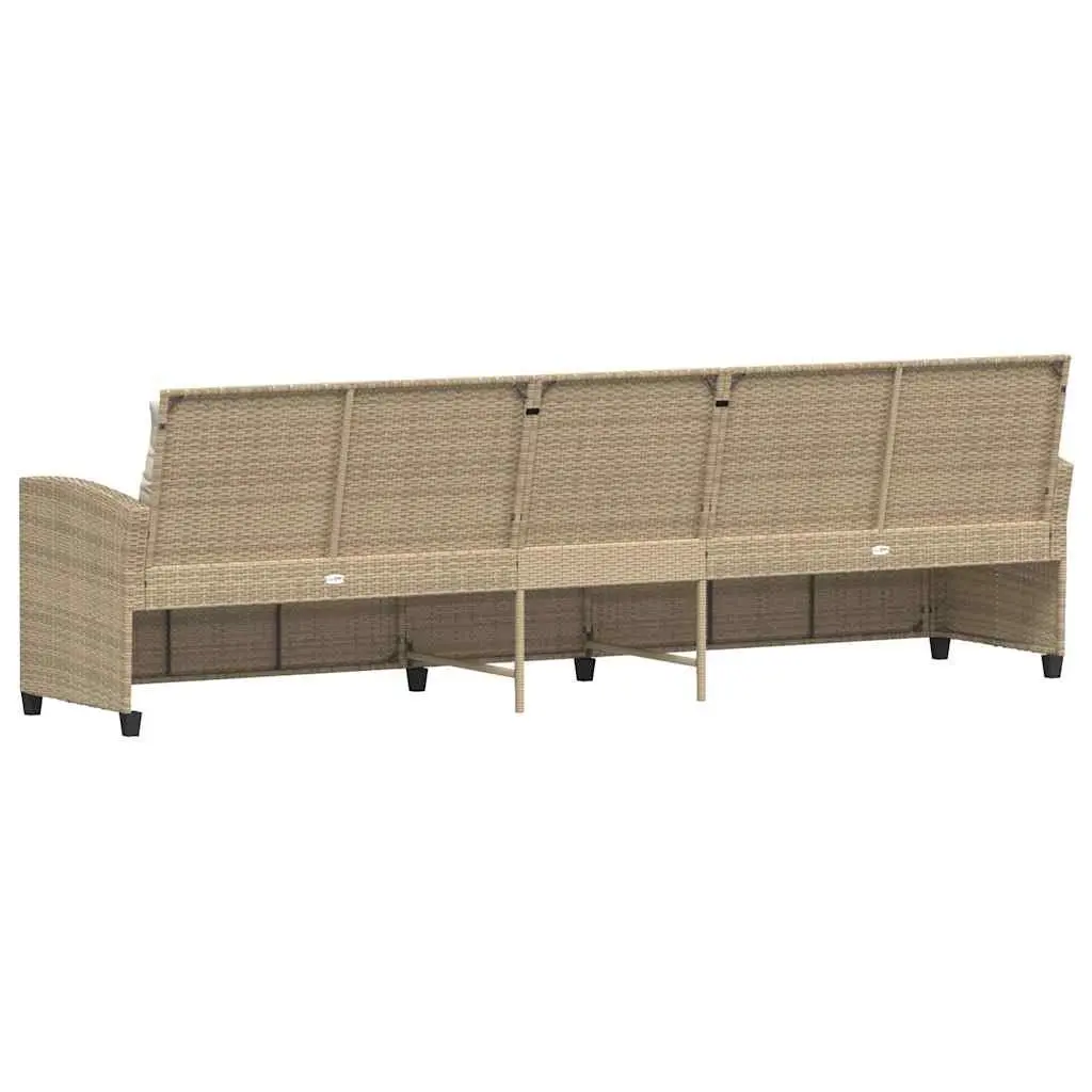 Garden Sofa Poly Rattan 5-Seater Beige Outdoor Patio Lounge Set