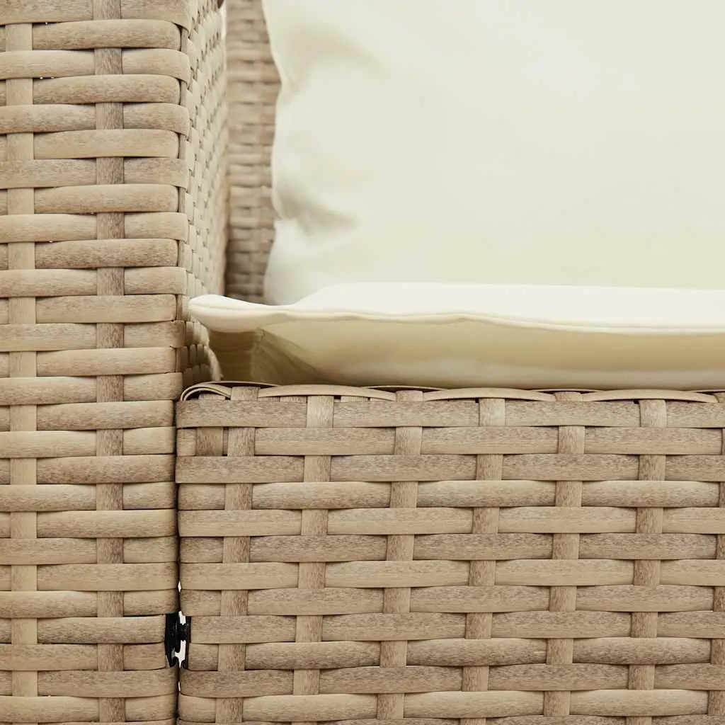 Garden Sofa Poly Rattan 5-Seater Beige Outdoor Patio Lounge Set