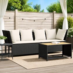 Black Modular Outdoor Garden Sofa with Cushions