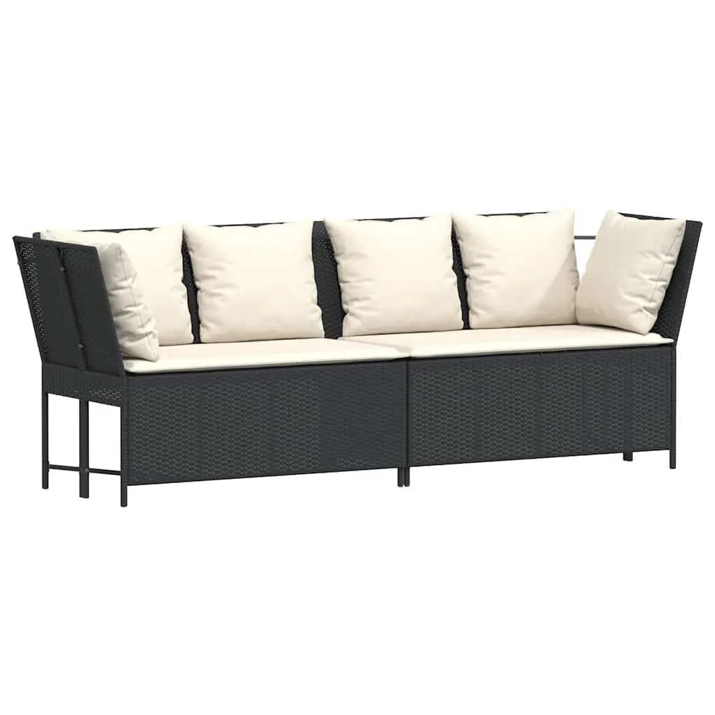 Black Modular Outdoor Garden Sofa with Cushions