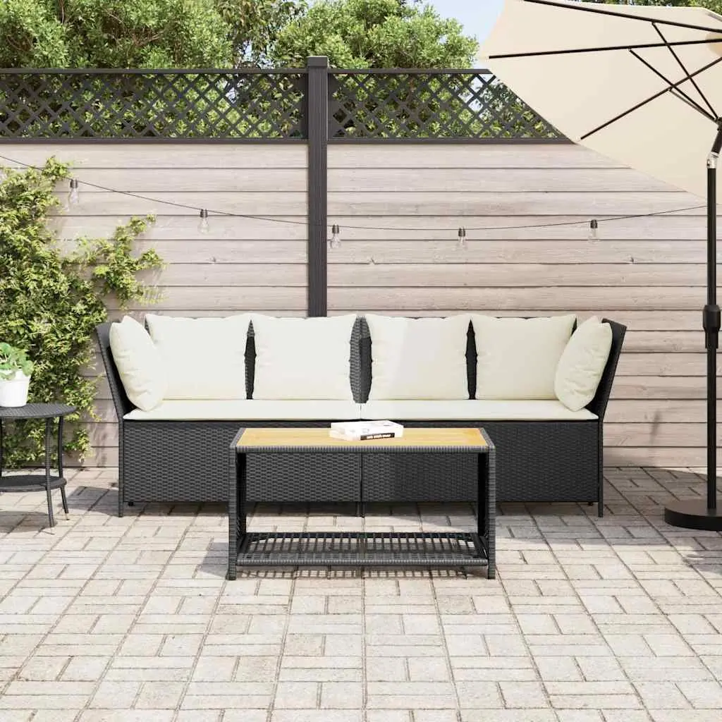 Black Modular Outdoor Garden Sofa with Cushions
