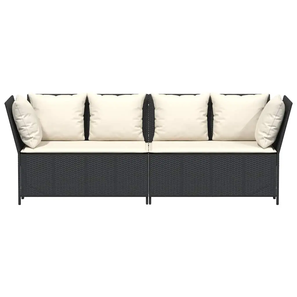Black Modular Outdoor Garden Sofa with Cushions