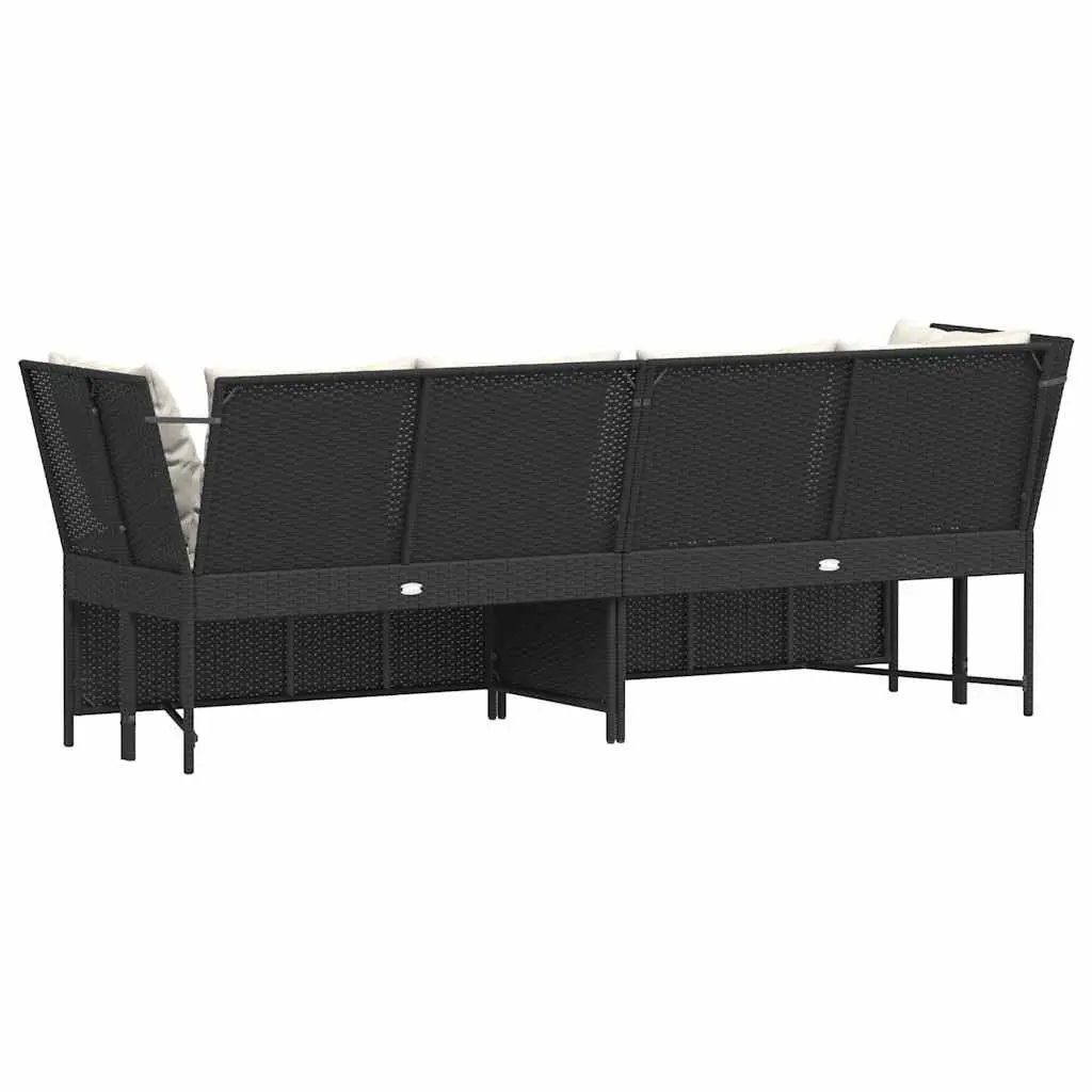 Black Modular Outdoor Garden Sofa with Cushions