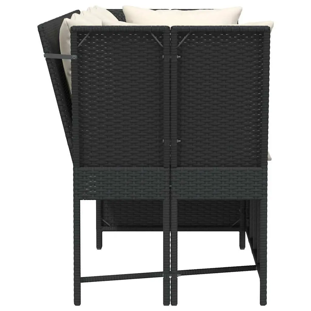 Black Modular Outdoor Garden Sofa with Cushions