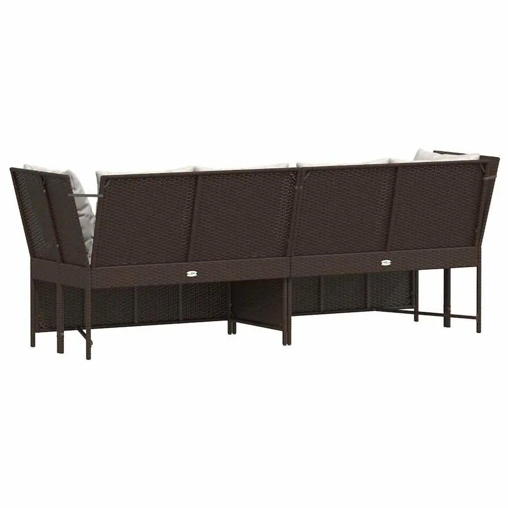 Modular Outdoor Sofa with Cushions in Brown Rattan