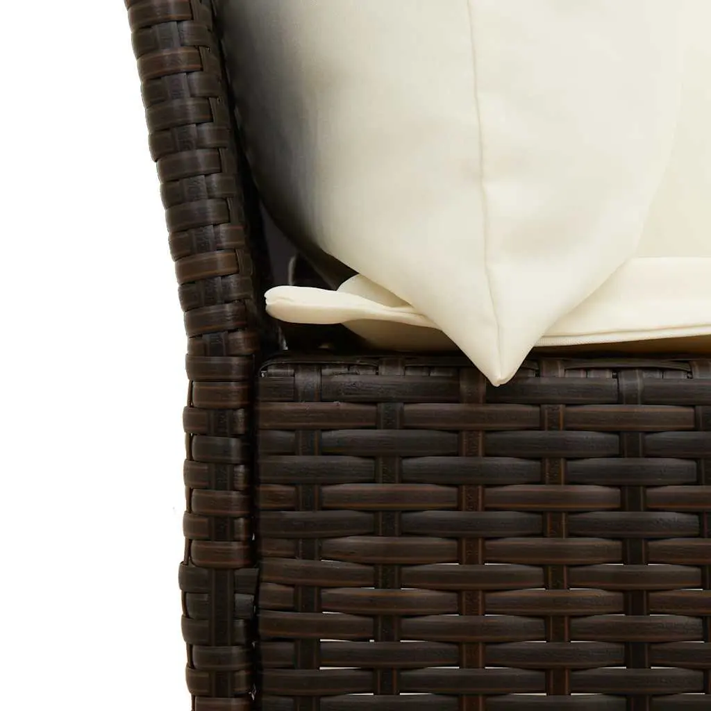 Modular Outdoor Sofa with Cushions in Brown Rattan