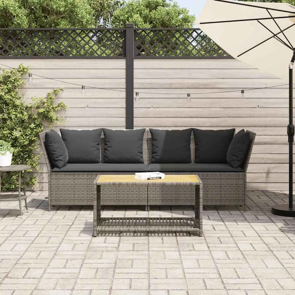 Grey Garden Sofa with Cushions for Outdoor Relaxation