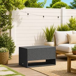 Durable Black PE Rattan Outdoor Storage Box