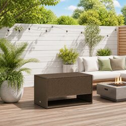 Durable Brown Poly Rattan Outdoor Storage Box for Garden