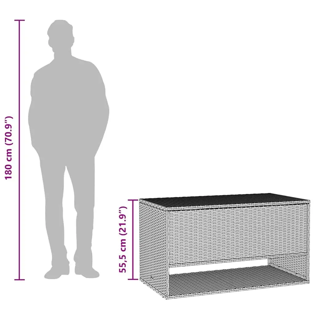 Outdoor Storage Box Poly Rattan Brown 100 x 55 x 55.5 cm