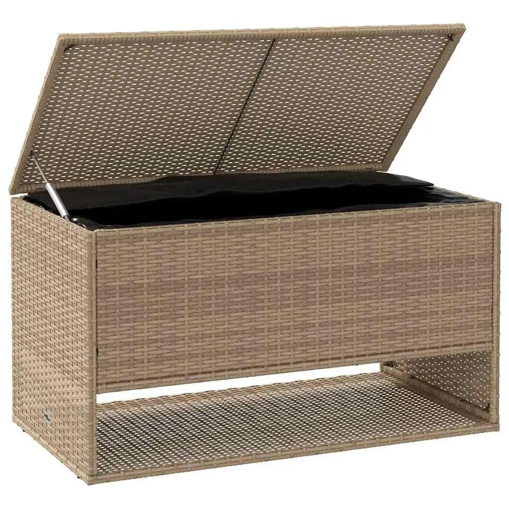 Outdoor Storage Box Poly Rattan 100x55x55.5cm Beige