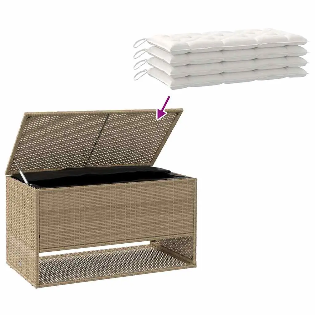 Outdoor Storage Box Poly Rattan 100x55x55.5cm Beige