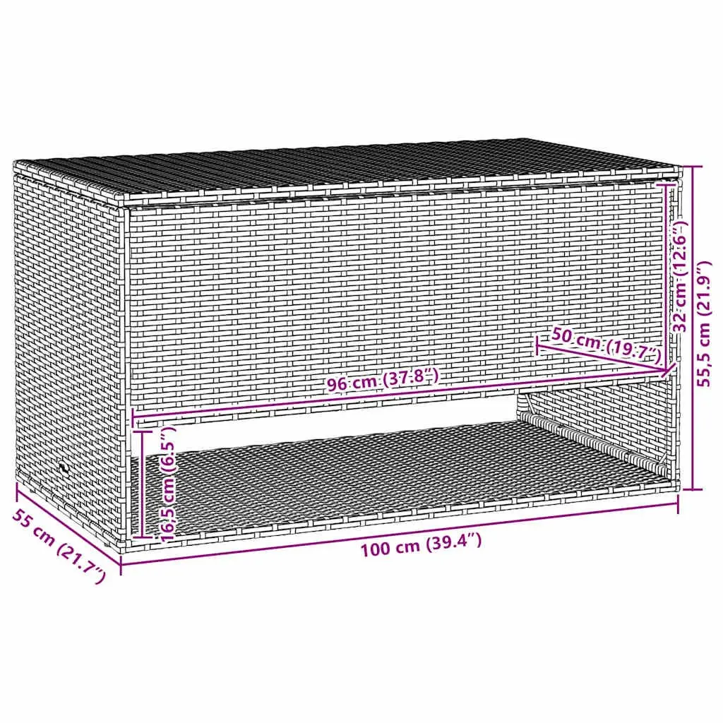 Outdoor Storage Box Poly Rattan 100x55x55.5cm Beige