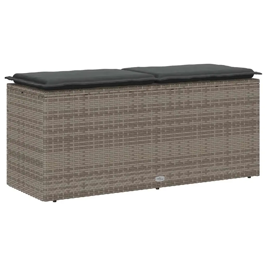 Garden Bench PE Rattan 110 x 40 x 44 cm Grey Outdoor Seating