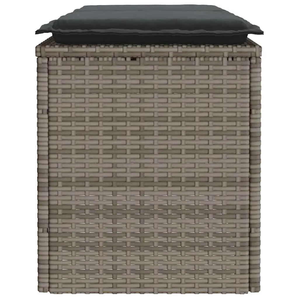 Garden Bench PE Rattan 110 x 40 x 44 cm Grey Outdoor Seating