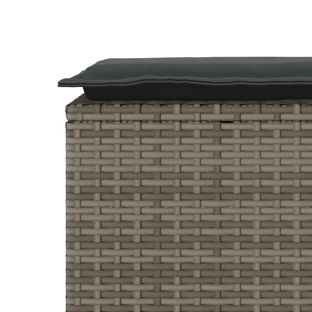 Garden Bench PE Rattan 110 x 40 x 44 cm Grey Outdoor Seating