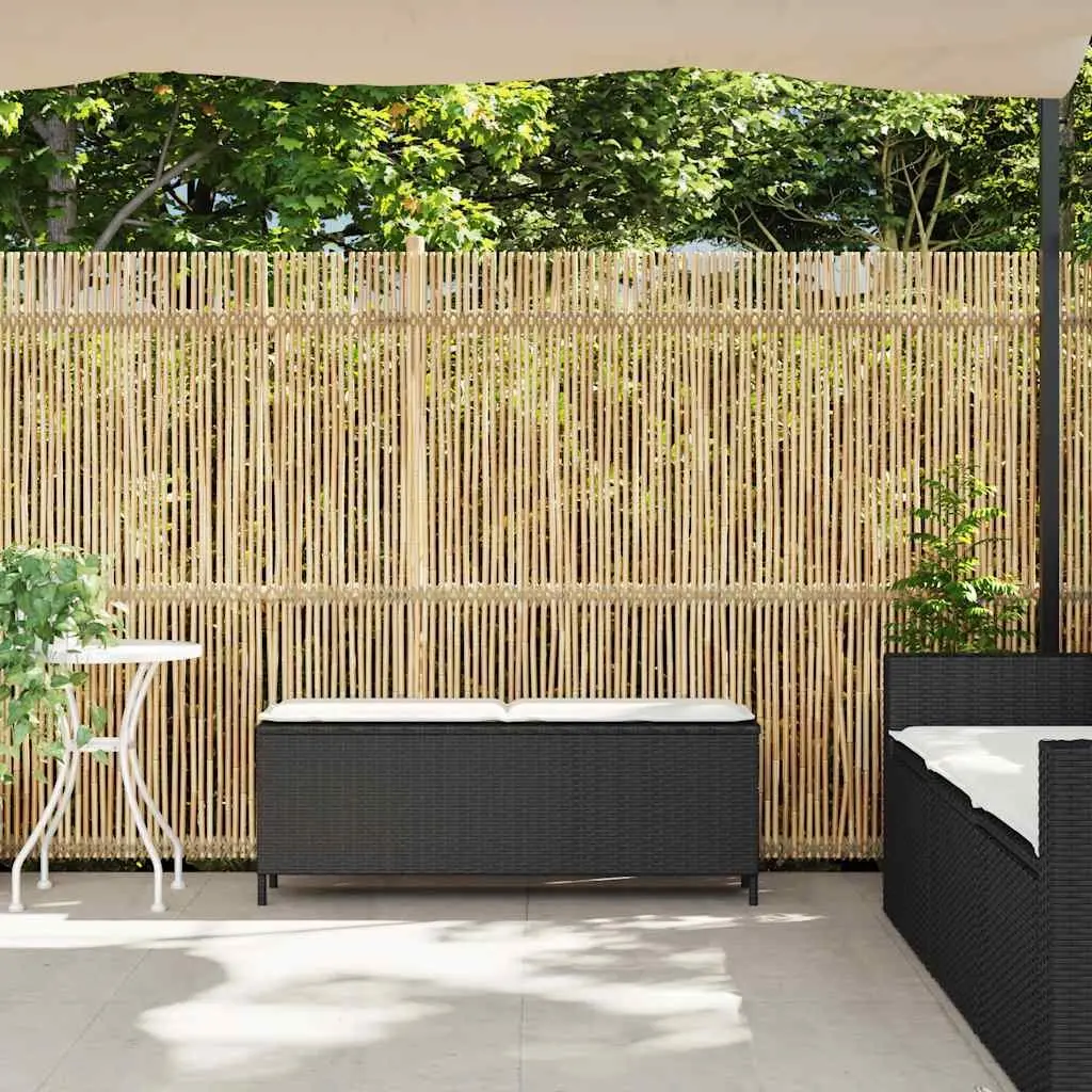 Garden Bench Poly Rattan Black Outdoor Seating with Cushion 110 x 30 x 40.5 cm