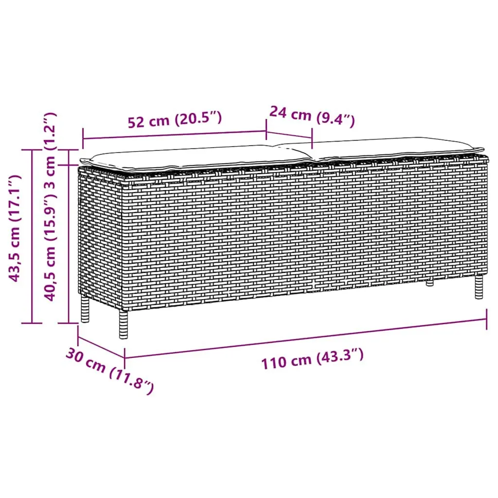 Grey Garden Bench with Cushion for Outdoor Relaxation