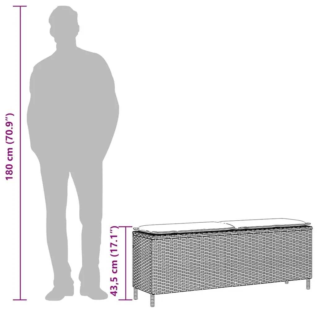 Grey Garden Bench with Cushion for Outdoor Relaxation