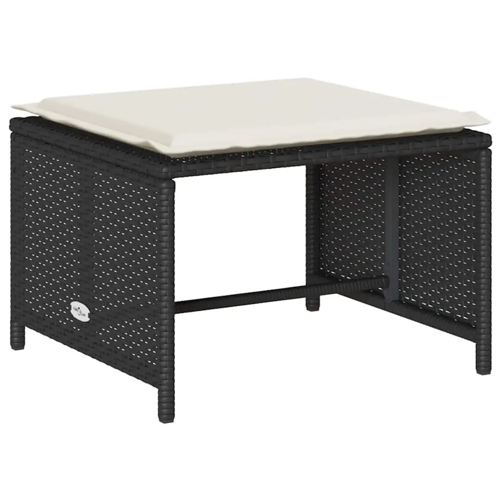 Black Poly Rattan 5-Piece Outdoor Sofa Set