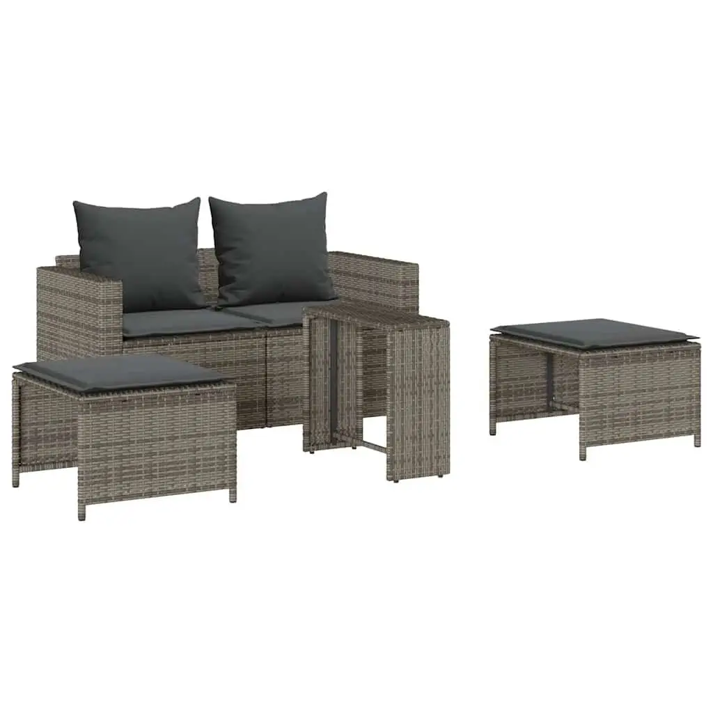 Garden Sofa Set PE Rattan 5 Piece Outdoor Seating Modular Stackable Furniture Grey