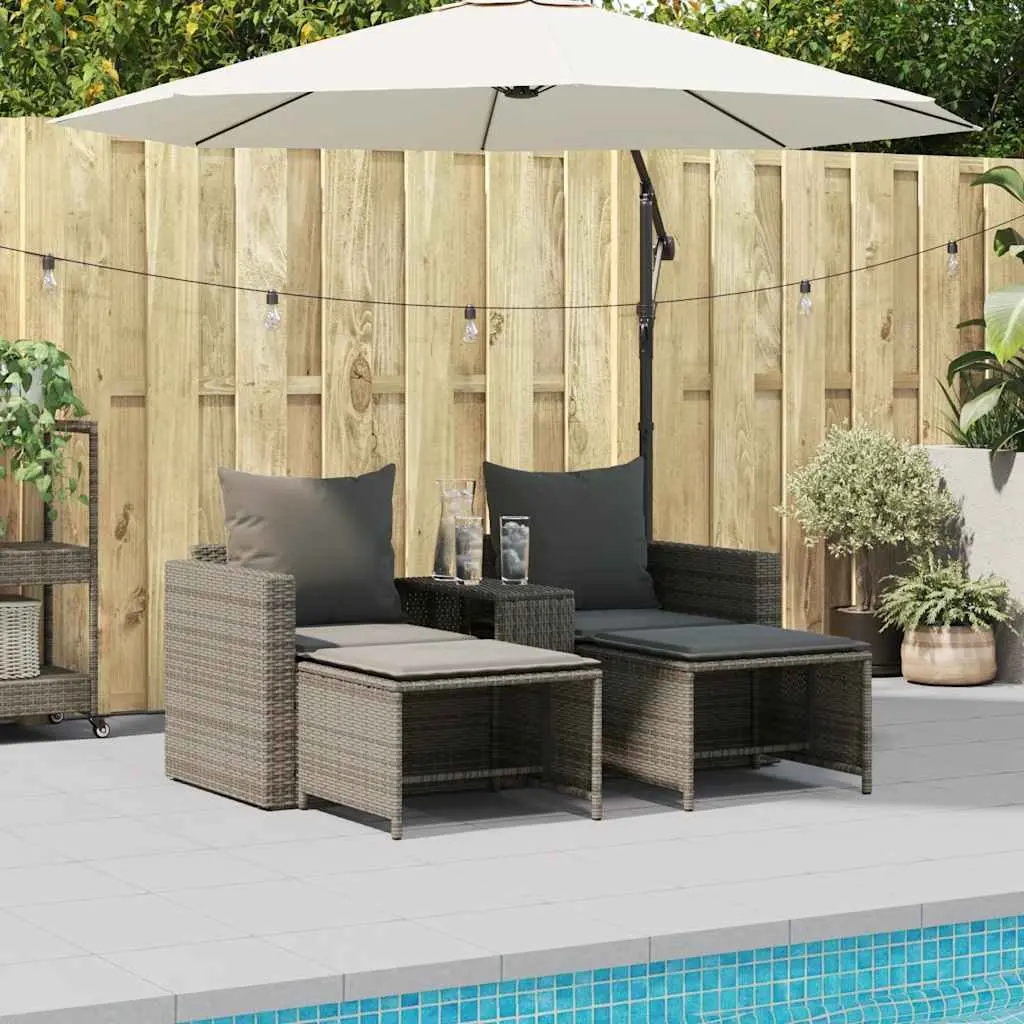 Garden Sofa Set PE Rattan 5 Piece Outdoor Seating Modular Stackable Furniture Grey