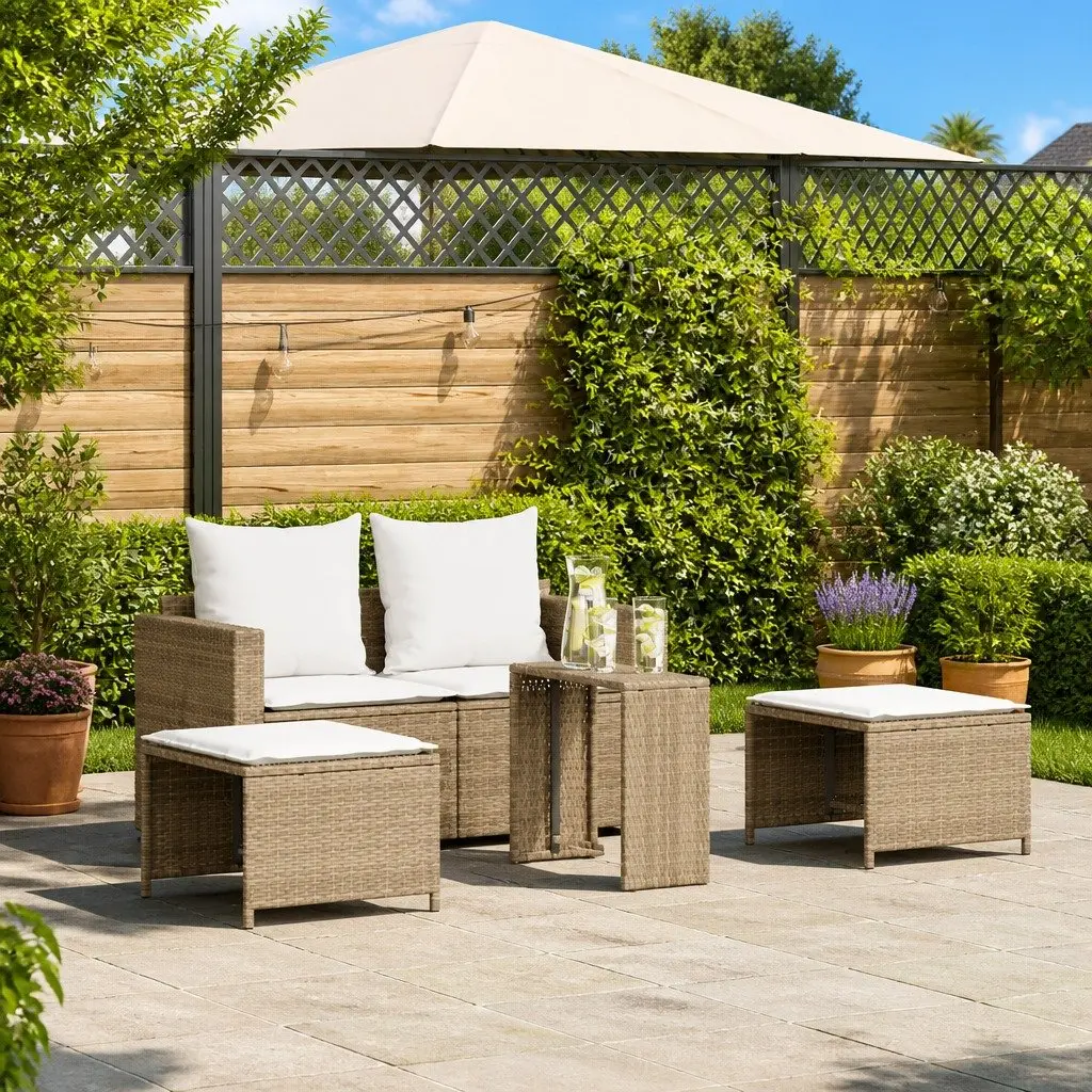 5-Piece Modular Outdoor Sofa Set in Beige