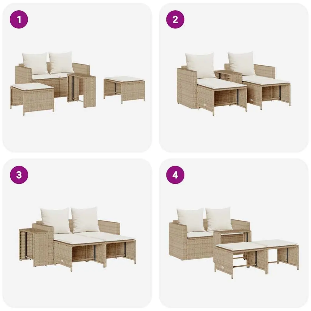 5-Piece Modular Outdoor Sofa Set in Beige