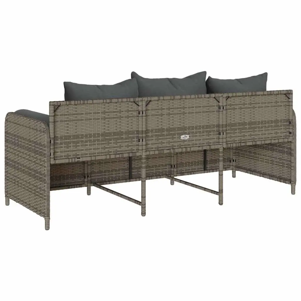 Grey Poly Rattan 3-Seater Garden Sofa