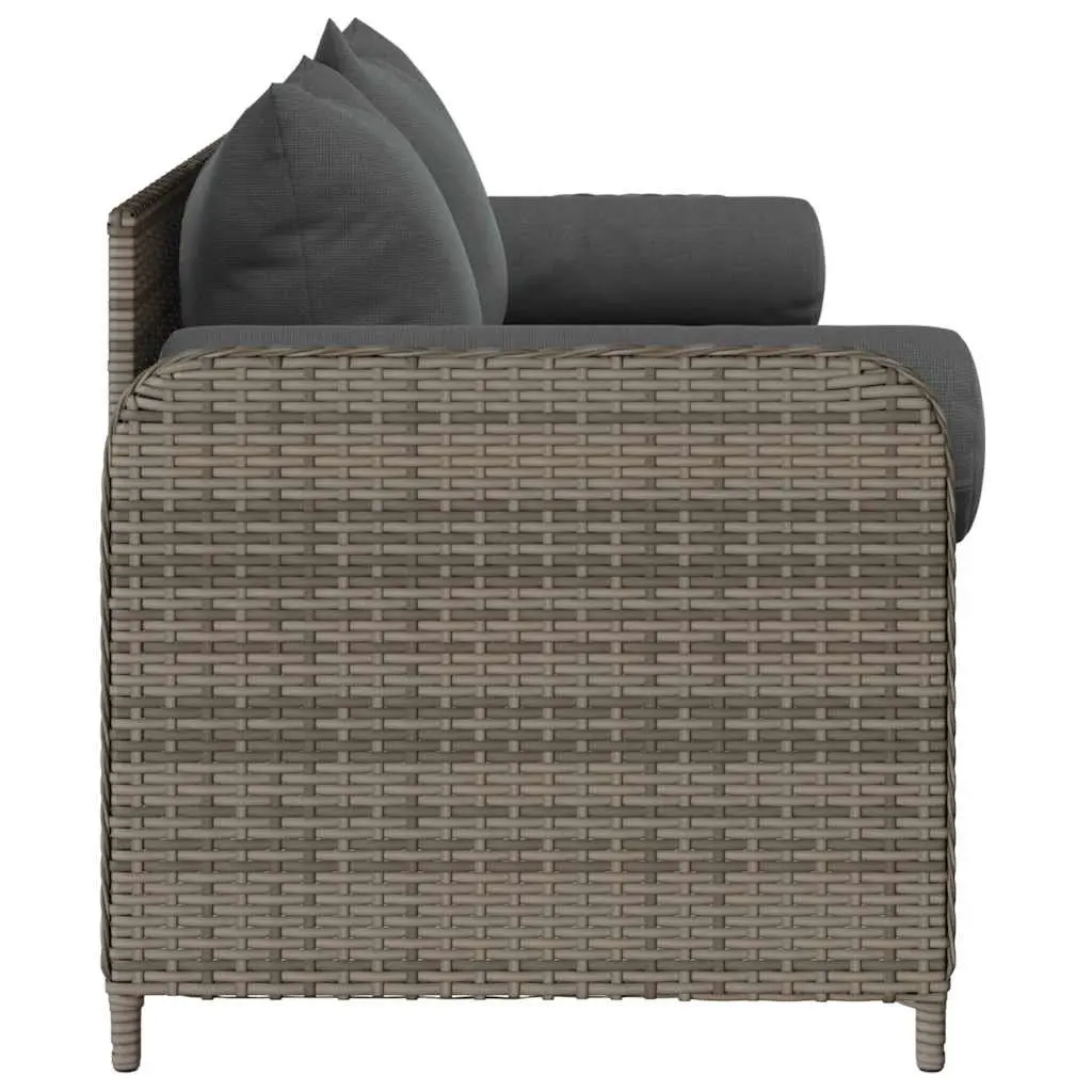 Grey Poly Rattan 3-Seater Garden Sofa