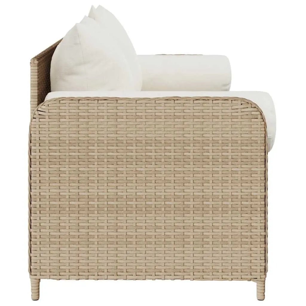 Outdoor Garden Sofa Poly Rattan 3-Seater Beige