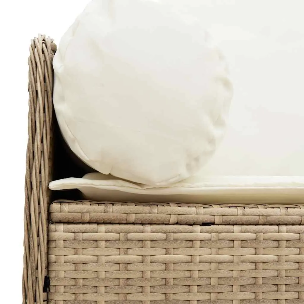Outdoor Garden Sofa Poly Rattan 3-Seater Beige