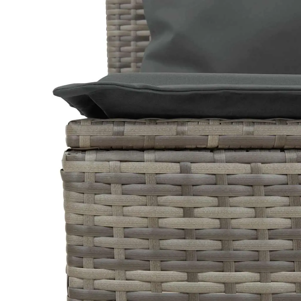 Garden Dining Set PE Rattan Tempered Glass 3 Piece Grey with Cushions