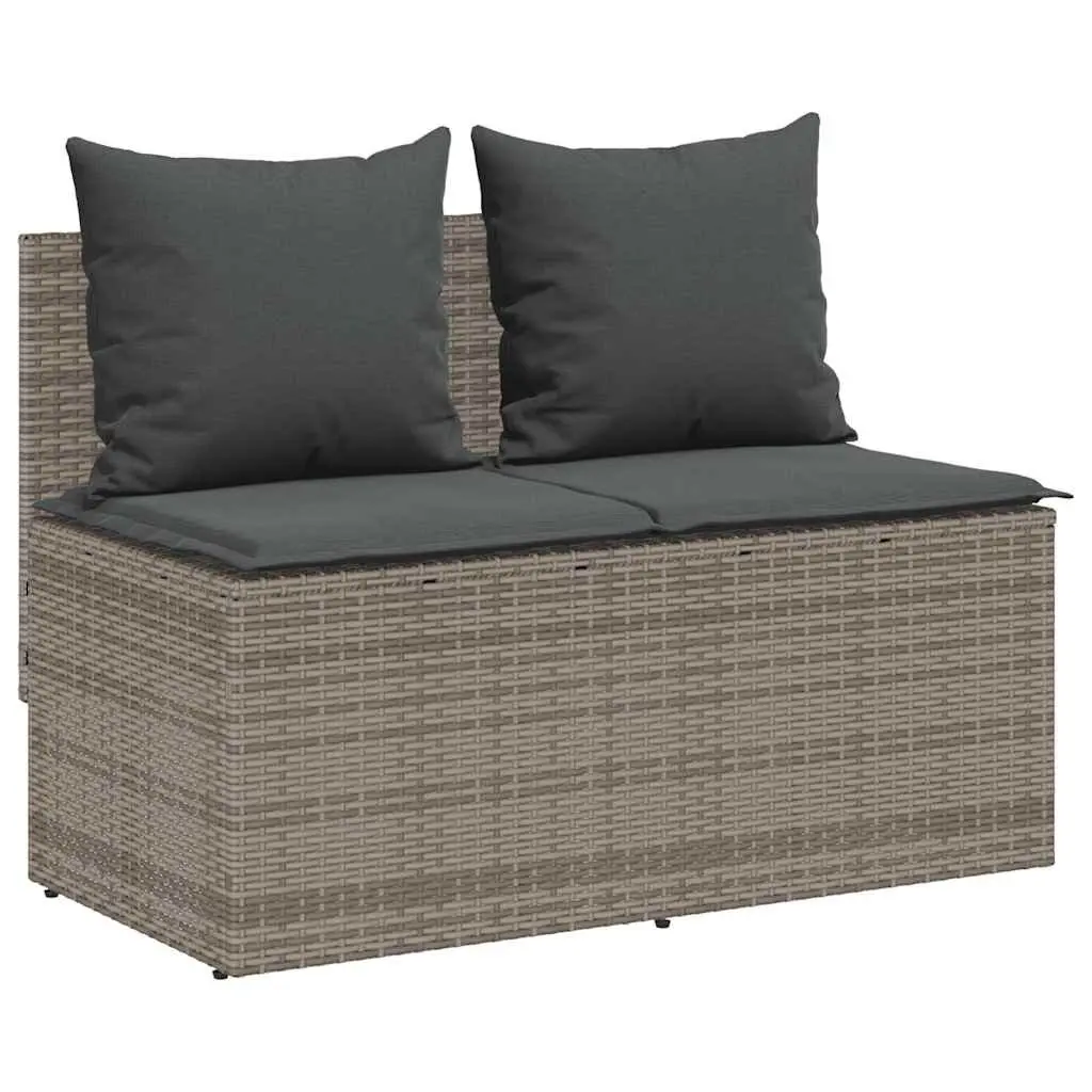 Garden Dining Set PE Rattan Tempered Glass 3 Piece Grey with Cushions